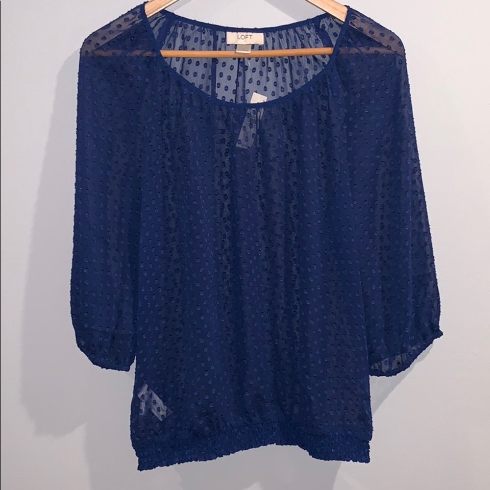 loft - blue polka dot top